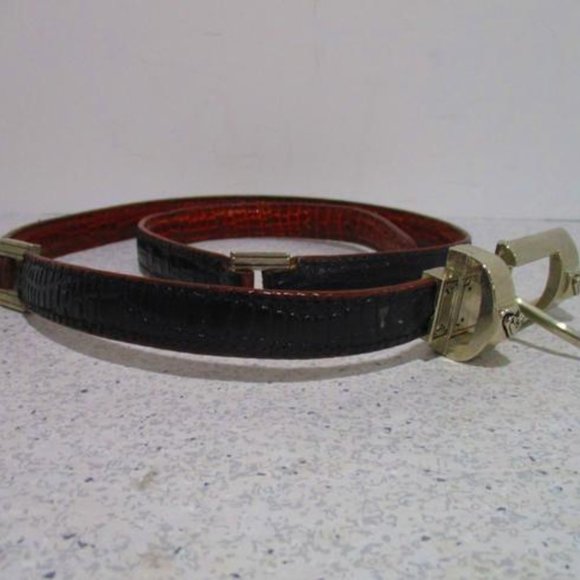 *Brighton Black And Brown Twist Reversible Silver Heart Accent Buckle Belt - Picture 3 of 5